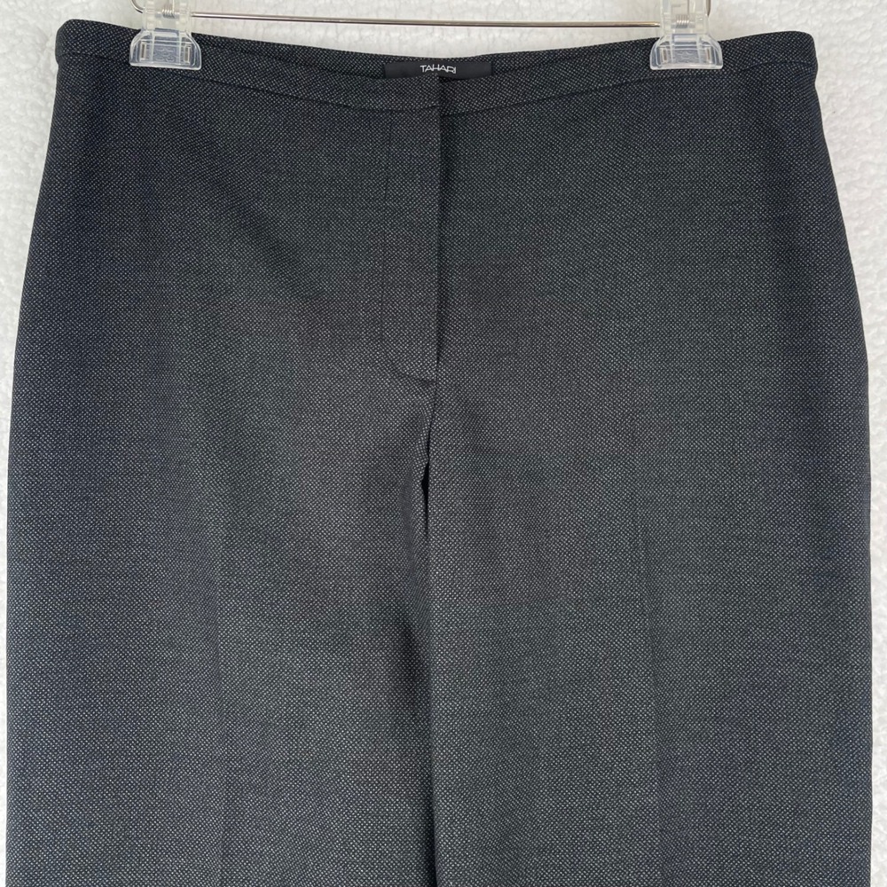 Tahari Womens Size 12 Charcoal Gray Textured Straight Leg Professional‎ Pants
